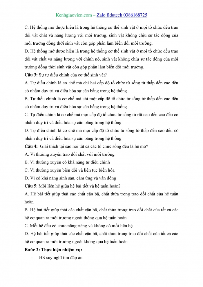 Giáo án và PPT Sinh học 11 kết nối Bài 28: Mối quan hệ giữa các quá trình sinh lí trong cơ thể sinh vật