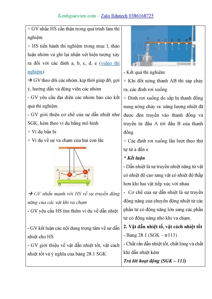 Giáo án và PPT KHTN 8 kết nối Bài 28: Sự truyền nhiệt