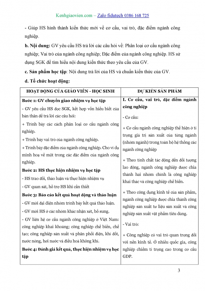 Giáo án và PPT Địa lí 10 chân trời Bài 29: Cơ cấu, vai trò và đặc điểm công nghiệp, các nhân tố ảnh hưởng tới sự phát triển và phân bố công nghiệp