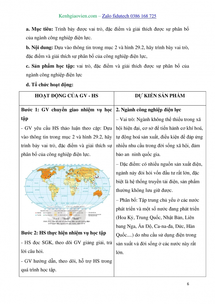 Giáo án và PPT Địa lí 10 kết nối Bài 29: Địa lí một số ngành công nghiệp