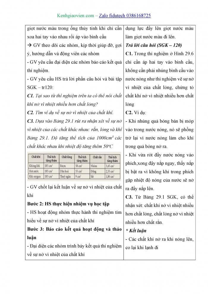 Giáo án và PPT KHTN 8 kết nối Bài 29: Sự nở vì nhiệt