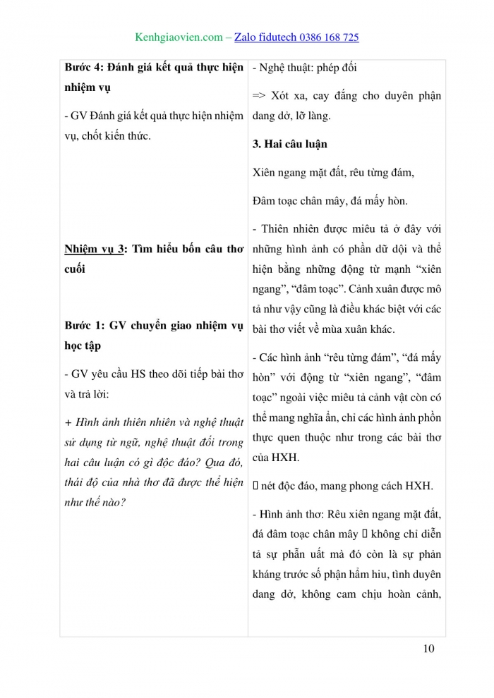 Giáo án và PPT Ngữ văn 10 cánh diều Bài 2: Tự tình (bài 2 – Hồ Xuân Hương)