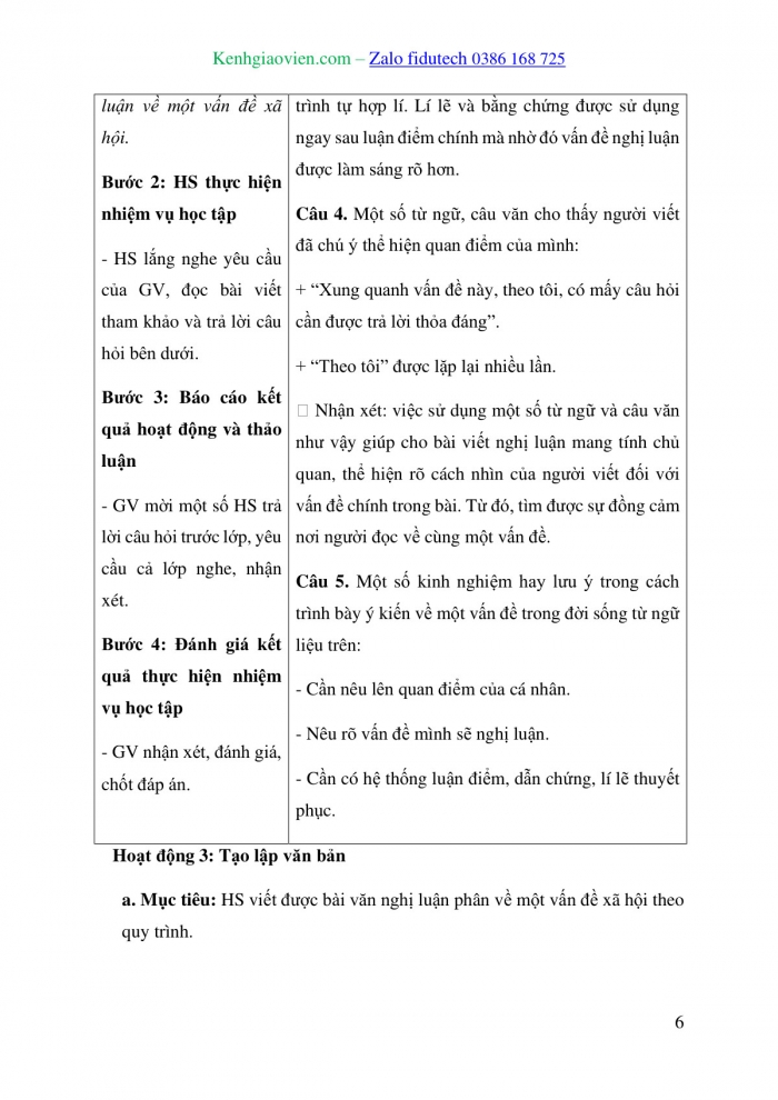 Giáo án và PPT Ngữ văn 10 chân trời Bài 2: Viết văn bản nghị luận về một vấn đề xã hội