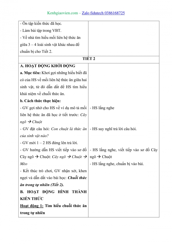 Giáo án và PPT Khoa học 4 chân trời Bài 30: Chuỗi thức ăn trong tự nhiên