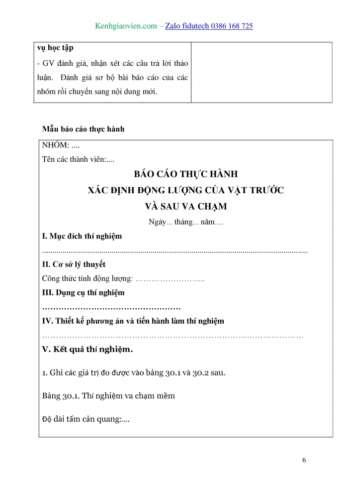 Giáo án và PPT Vật lí 10 kết nối Bài 30: Thực hành Xác định động lượng của vật trước và sau va chạm