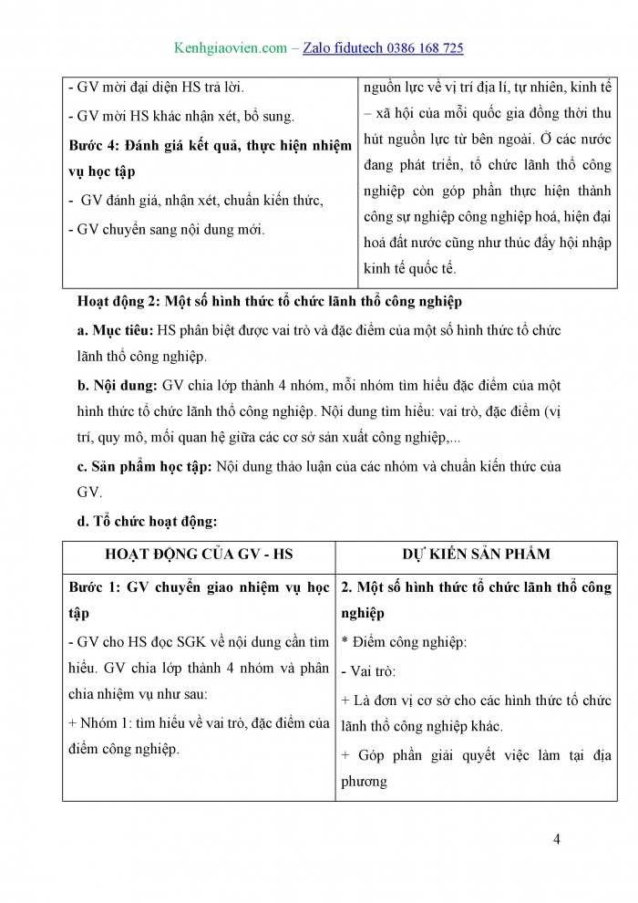 Giáo án và PPT Địa lí 10 chân trời Bài 31: Tổ chức lãnh thổ công nghiệp, tác động của công nghiệp tới môi trường và định hướng phát triển ngành công nghiệp