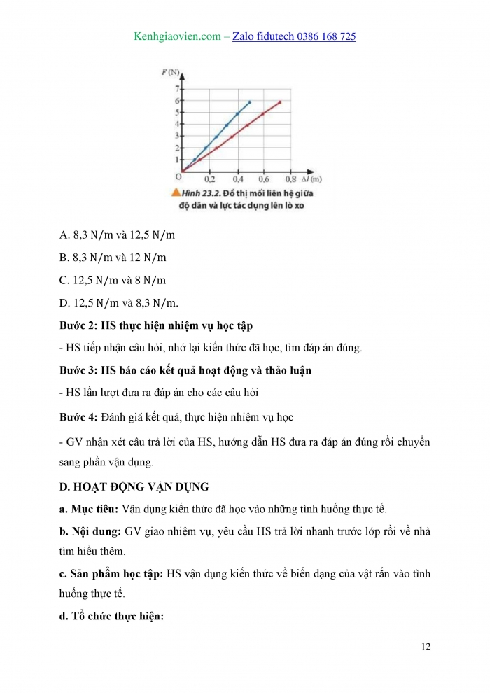 Giáo án và PPT Vật lí 10 kết nối Bài 33: Biến dạng của vật rắn