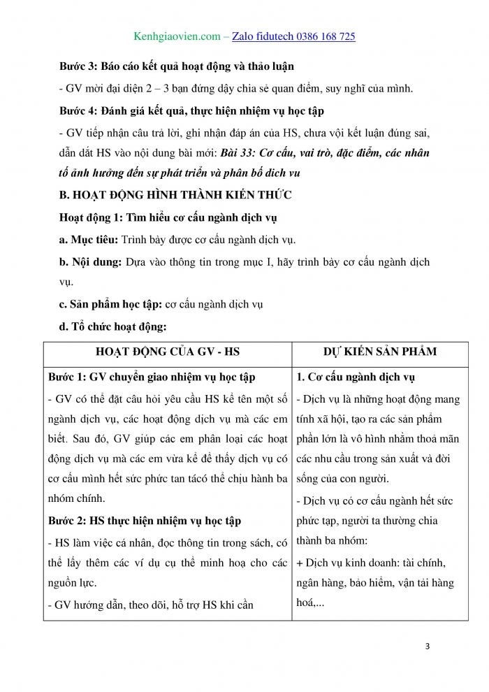 Giáo án và PPT Địa lí 10 kết nối Bài 33: Cơ cấu, vai trò, đặc điểm, các nhân tố ảnh hưởng đến sự phát triển và phân bố dịch vụ