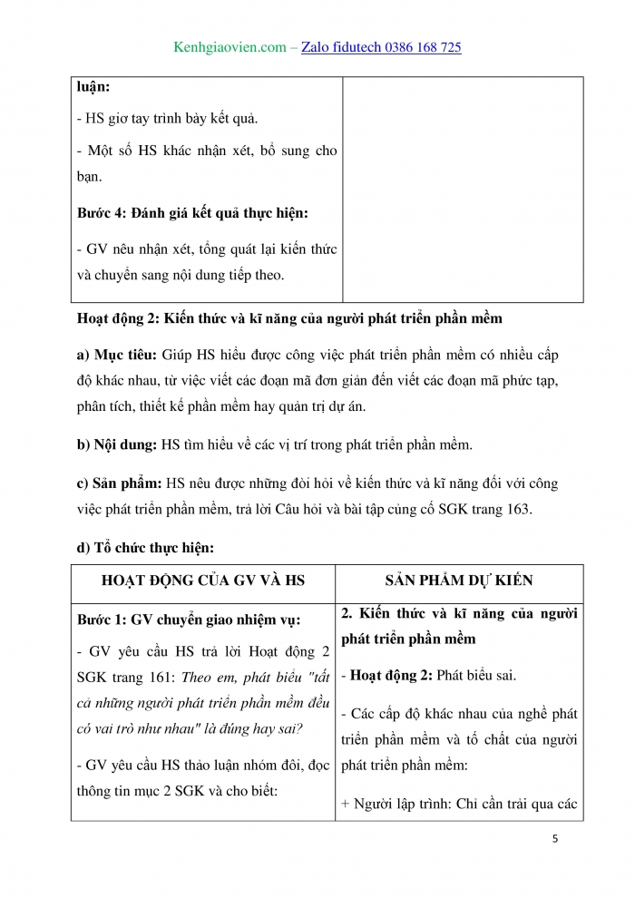 Giáo án và PPT Tin học 10 kết nối Bài 34: Nghề phát triển phần mềm