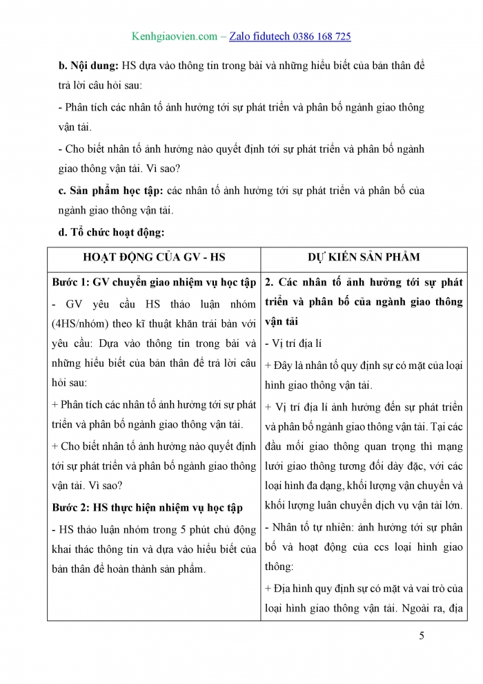 Giáo án và PPT Địa lí 10 chân trời Bài 34: Địa lí ngành giao thông vận tải