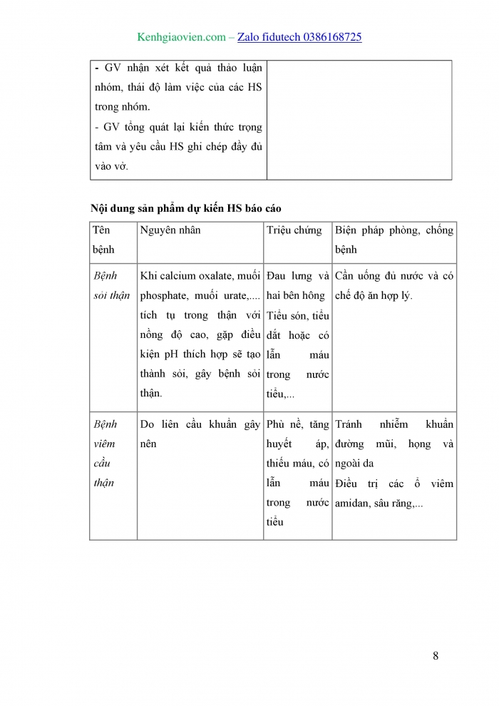 Giáo án và PPT KHTN 8 kết nối Bài 35: Hệ bài tiết ở người