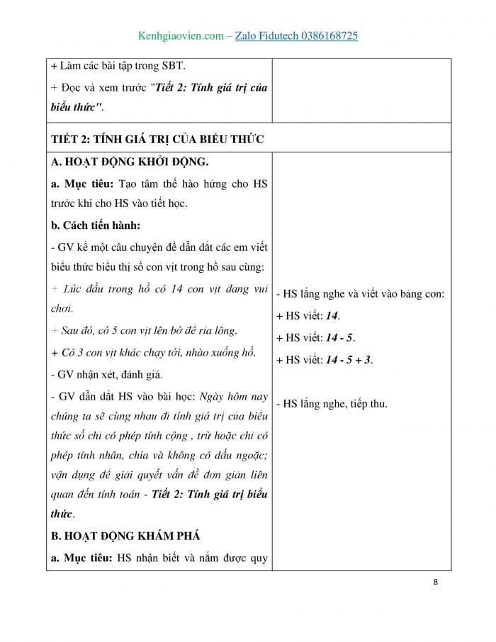 Giáo án và PPT Toán 3 kết nối Bài 38: Biểu thức số. Tính giá trị của biểu thức số