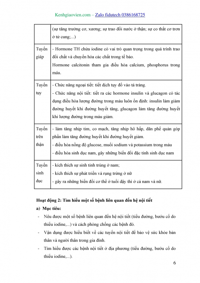 Giáo án và PPT KHTN 8 kết nối Bài 38: Hệ nội tiết ở người