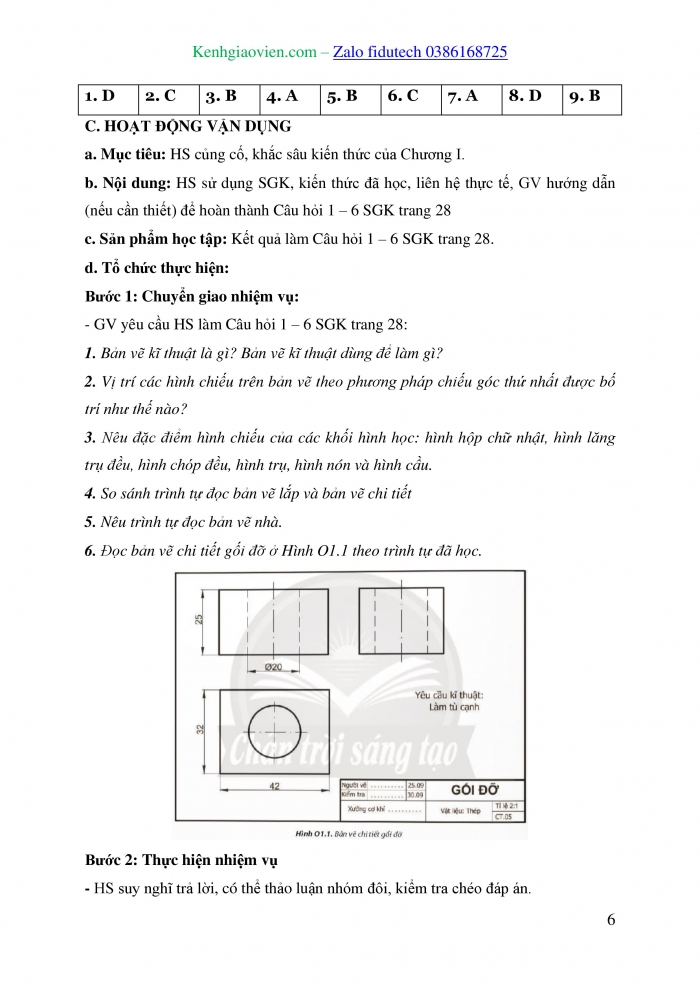 Giáo án và PPT Công nghệ 8 chân trời Ôn tập Chương 1