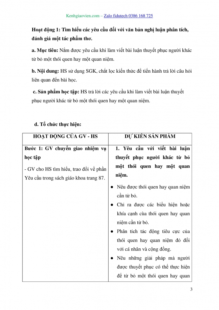 Giáo án và PPT Ngữ văn 10 kết nối Bài 3: Viết bài luận thuyết phục người khác từ bỏ một thói quen hay một quan niệm