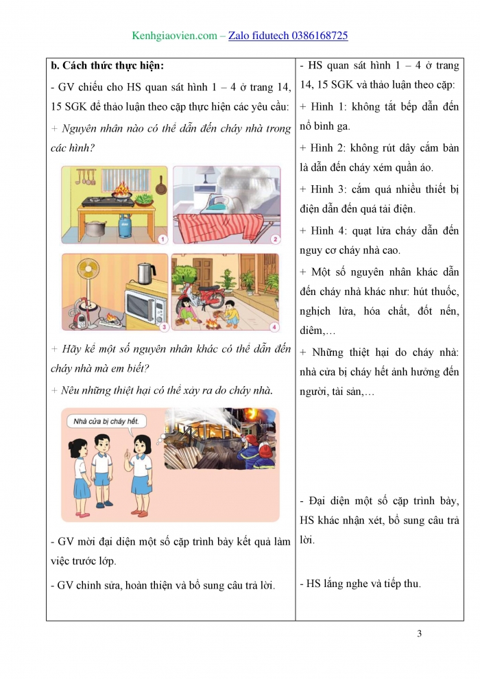 Giáo án và PPT Tự nhiên và Xã hội 3 cánh diều Bài 3: Phòng tránh hoả hoạn khi ở nhà