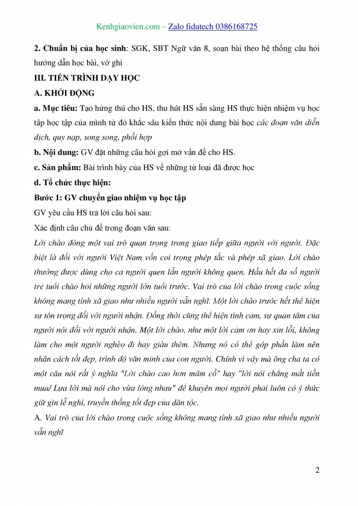 Giáo án và PPT Ngữ văn 8 cánh diều Bài 3: Các đoạn văn diễn dịch, quy nạp, song song, phối hợp