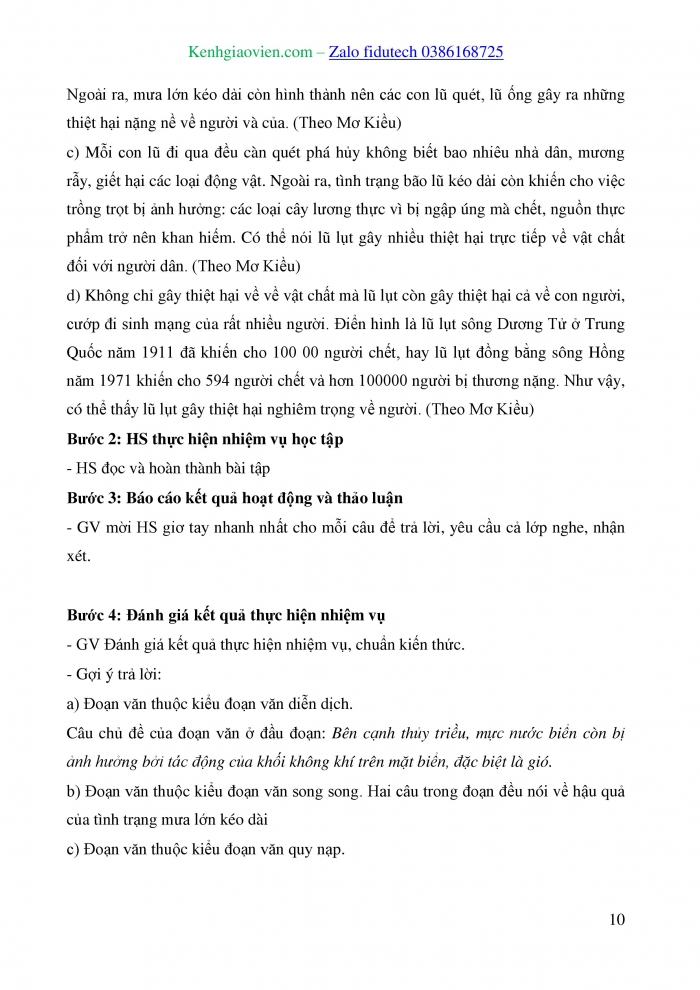 Giáo án và PPT Ngữ văn 8 cánh diều Bài 3: Các đoạn văn diễn dịch, quy nạp, song song, phối hợp