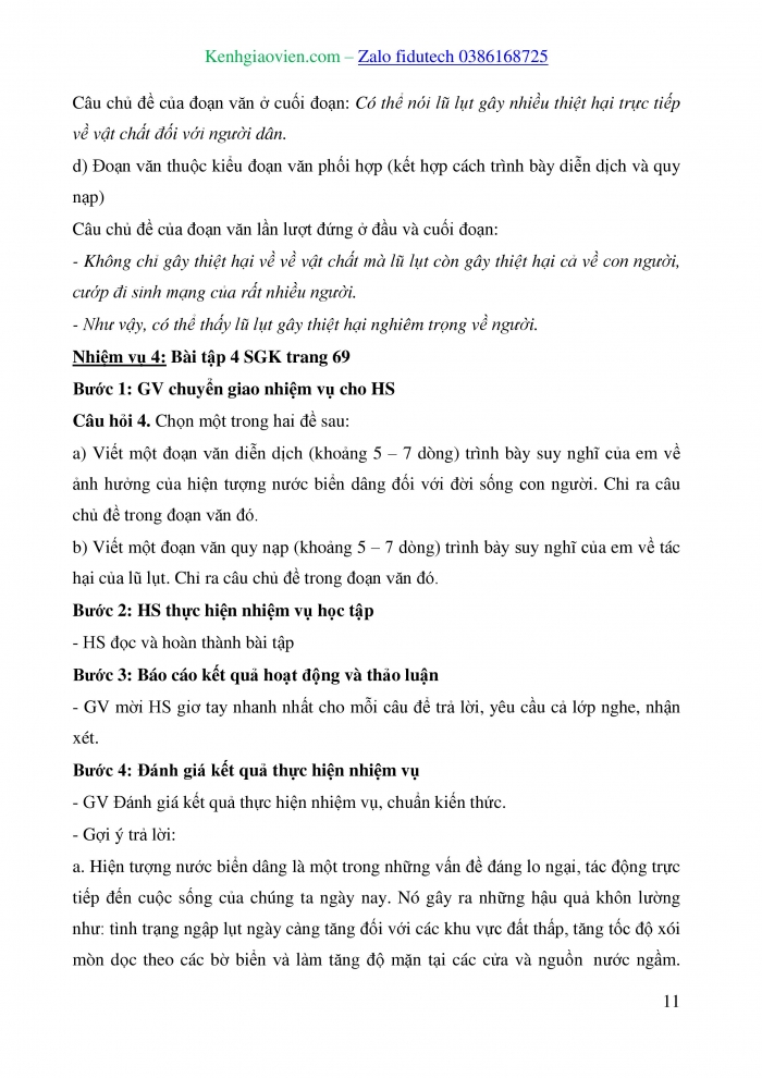 Giáo án và PPT Ngữ văn 8 cánh diều Bài 3: Các đoạn văn diễn dịch, quy nạp, song song, phối hợp