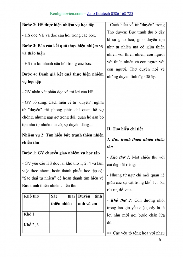 Giáo án và PPT Ngữ văn 10 chân trời Bài 3: Thơ duyên (Xuân Diệu)