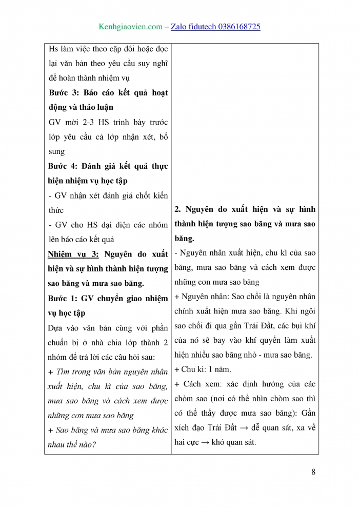 Giáo án và PPT Ngữ văn 8 cánh diều Bài 3: Sao băng (Theo Hồng Nhung)