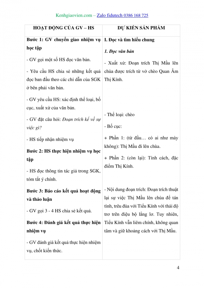 Giáo án và PPT Ngữ văn 10 cánh diều Bài 3: Thị Mầu lên chùa (Trích chèo Quan Âm Thị Kính)