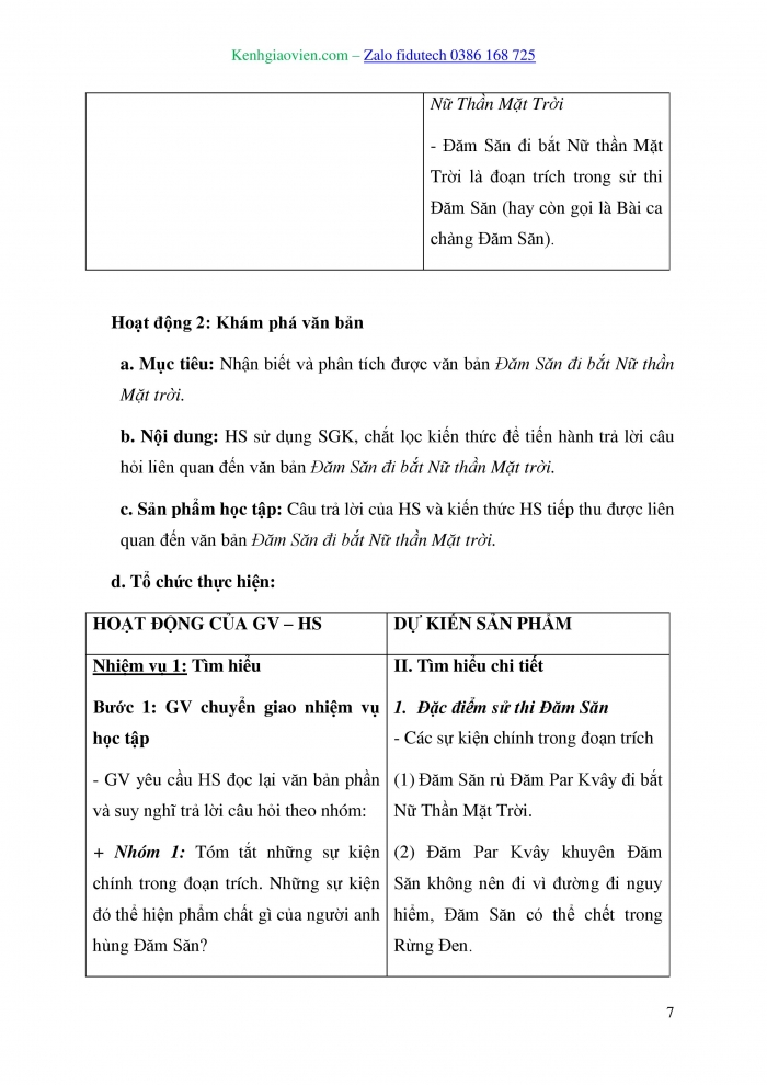 Giáo án và PPT Ngữ văn 10 kết nối Bài 4: Đăm Săn đi bắt Nữ Thần Mặt Trời (Trích Đăm Săn – Sử thi Ê-đê)