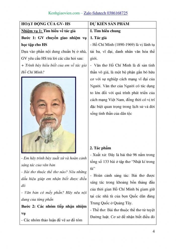 Giáo án và PPT Ngữ văn 8 kết nối Bài 4: Lai Tân (Hồ Chí Minh)