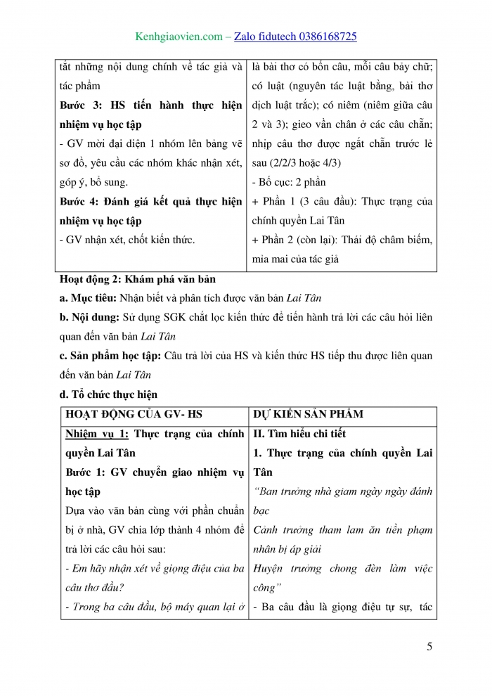 Giáo án và PPT Ngữ văn 8 kết nối Bài 4: Lai Tân (Hồ Chí Minh)