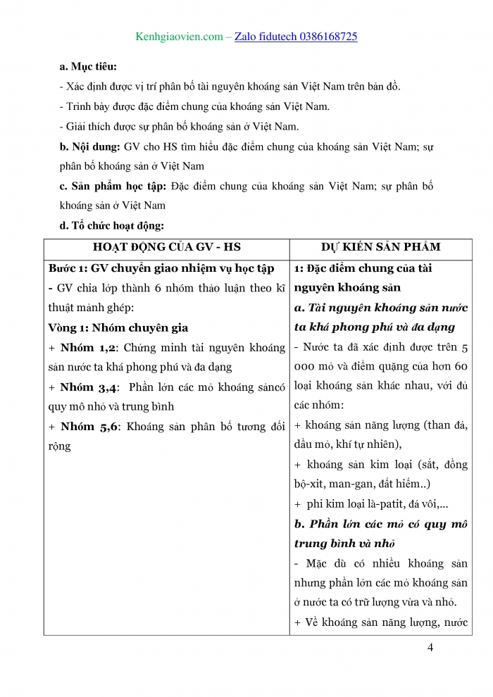 Giáo án và PPT Địa lí 8 chân trời Bài 4: Đặc điểm chung của tài nguyên khoáng sản, sử dụng hợp lí tài nguyên khoáng sản