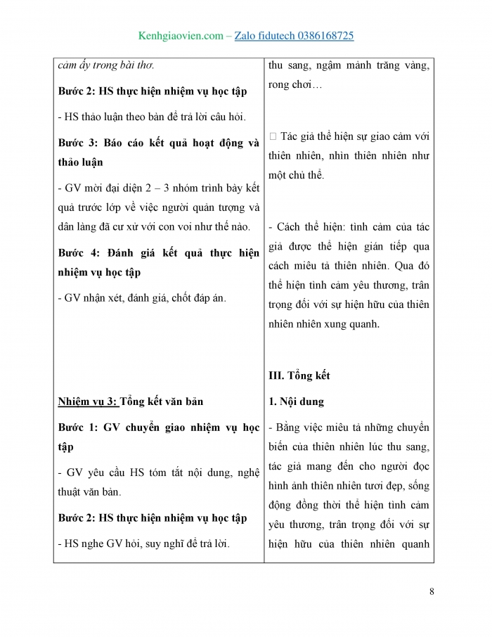 Giáo án và PPT Ngữ văn 7 chân trời Bài 4: Thu sang (Đỗ Trọng Khơi)