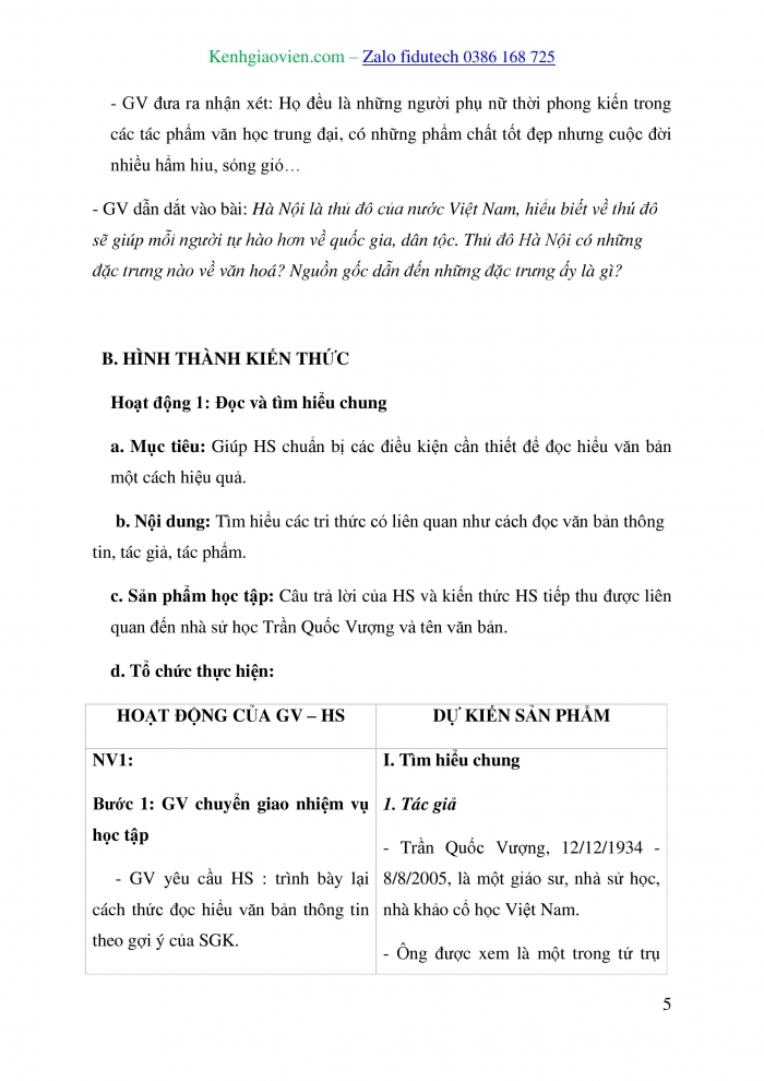 Giáo án và PPT Ngữ văn 10 cánh diều Bài 4: Thăng Long – Đông Đô – Hà Nội: một hằng số văn hoá Việt Nam (Trần Quốc Vượng)