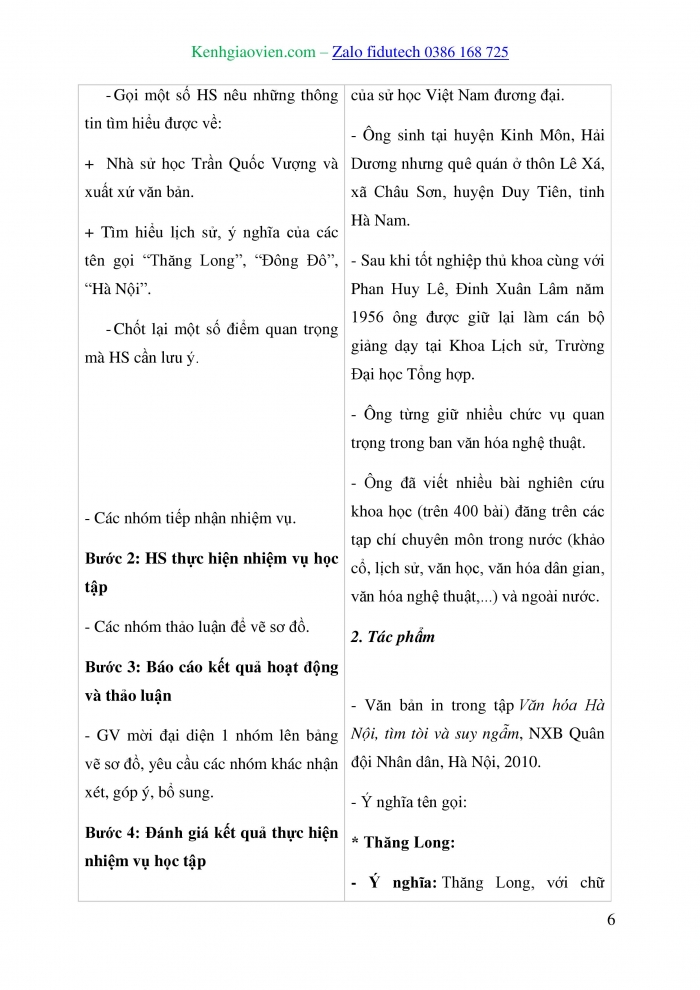 Giáo án và PPT Ngữ văn 10 cánh diều Bài 4: Thăng Long – Đông Đô – Hà Nội: một hằng số văn hoá Việt Nam (Trần Quốc Vượng)