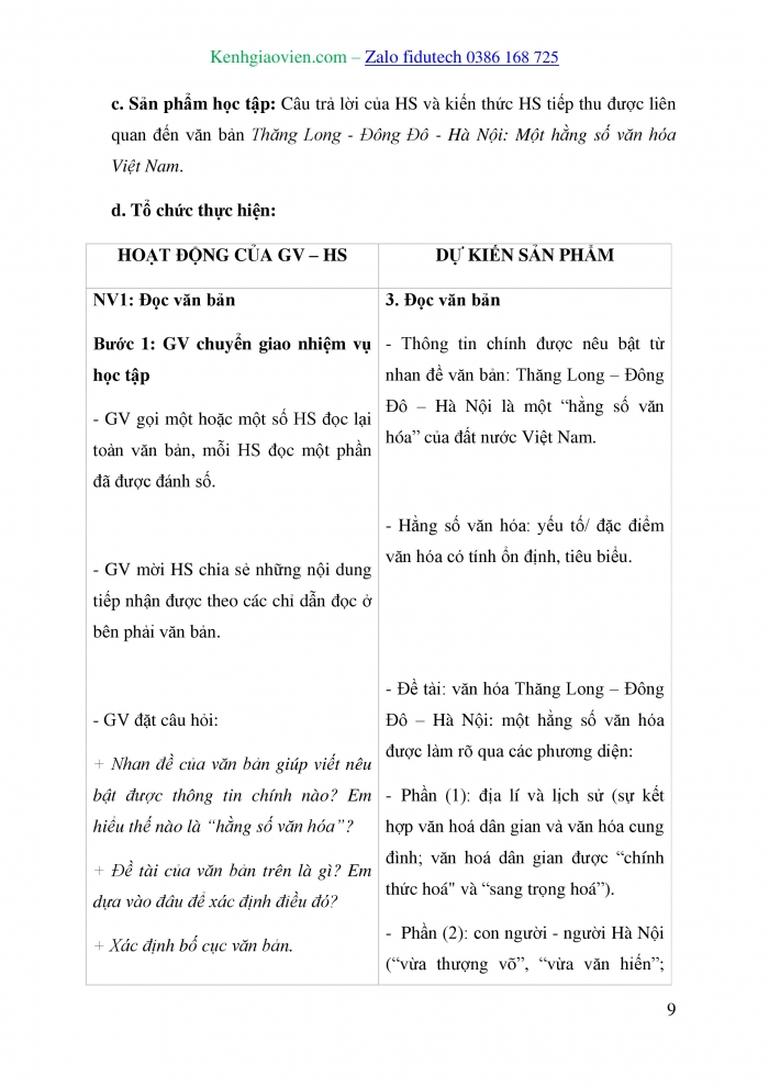 Giáo án và PPT Ngữ văn 10 cánh diều Bài 4: Thăng Long – Đông Đô – Hà Nội: một hằng số văn hoá Việt Nam (Trần Quốc Vượng)