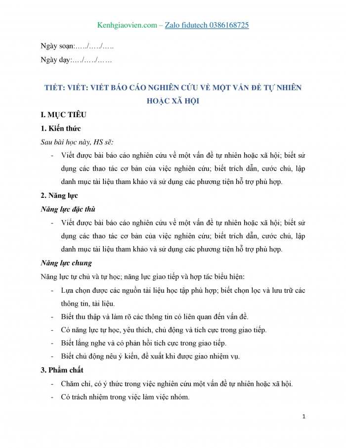 Giáo án và PPT Ngữ văn 11 chân trời Bài 4: Viết báo cáo nghiên cứu về một vấn đề tự nhiên hoặc xã hội