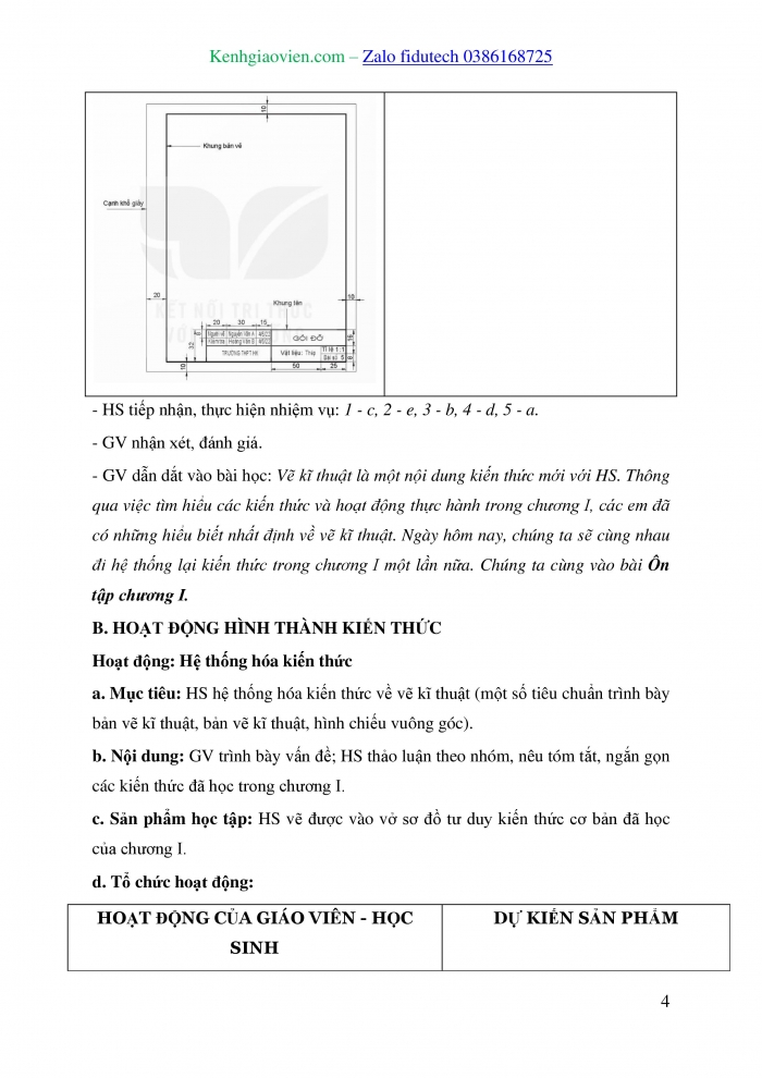 Giáo án và PPT Công nghệ 8 kết nối Ôn tập Chương I