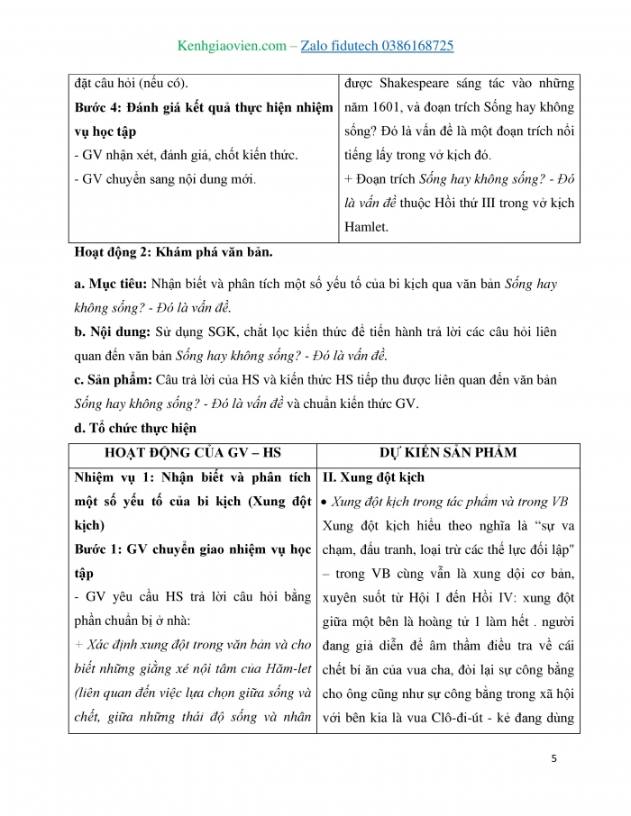 Giáo án và PPT Ngữ văn 11 chân trời Bài 5: Sống hay không sống – đó là vấn đề (Trích Hăm-lét – Sếch-xpia)