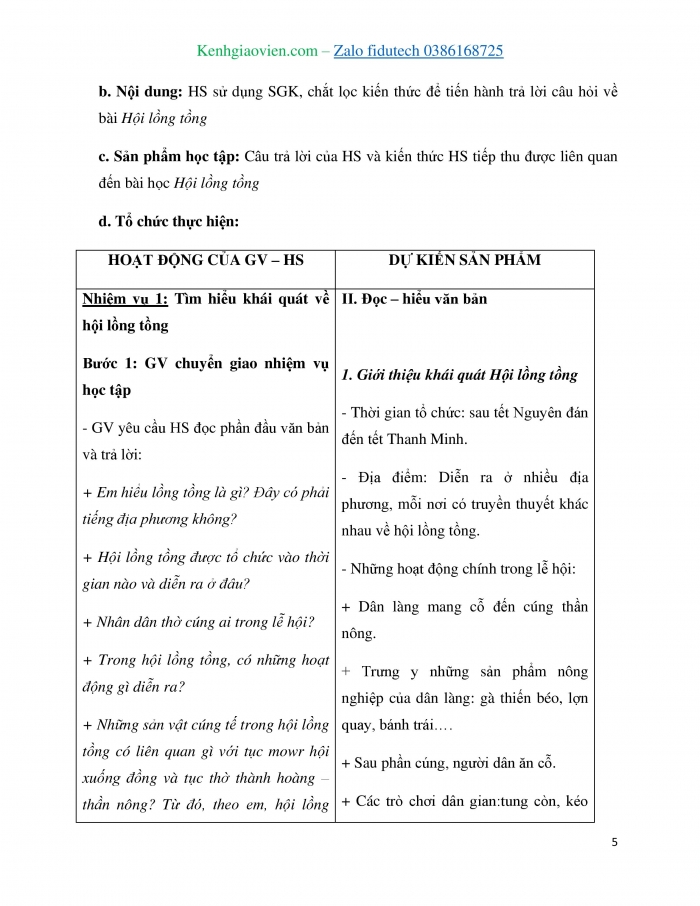 Giáo án và PPT Ngữ văn 7 kết nối Bài 5: Hội lồng tồng (Trần Quốc Vượng – Lê Văn Hảo – Dương Tất Từ)