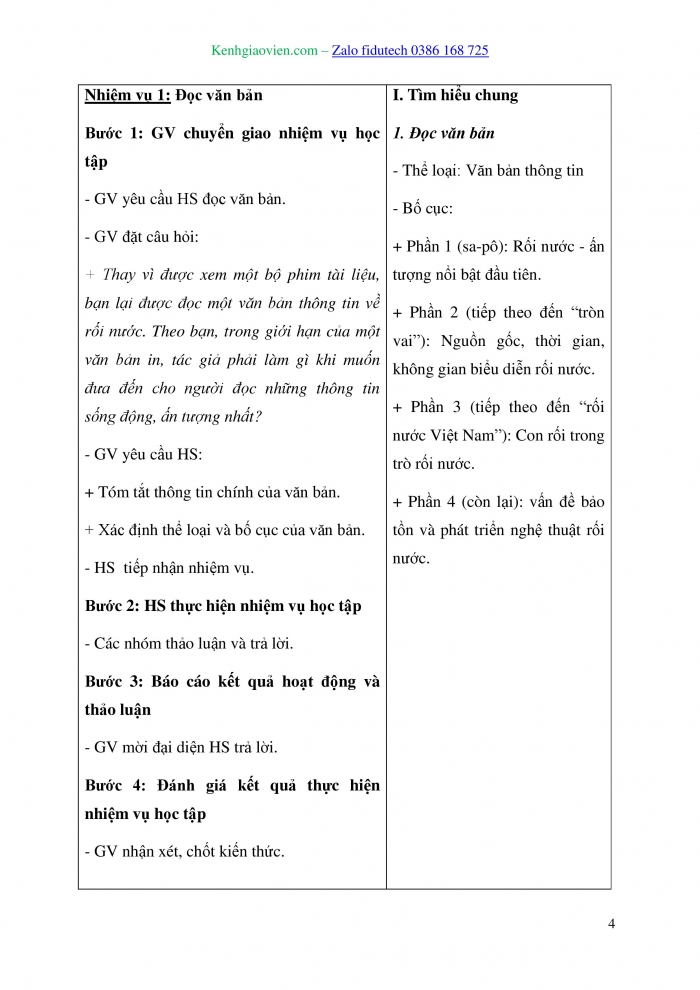 Giáo án và PPT Ngữ văn 10 kết nối Bài 5: Múa rối nước – hiện đại soi bóng tiền nhân (Phạm Thuỳ Dung)