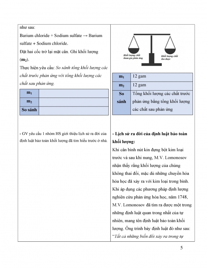 Giáo án và PPT KHTN 8 kết nối Bài 5: Định luật bảo toàn khối lượng và phương trình hoá học