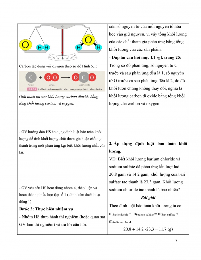 Giáo án và PPT KHTN 8 kết nối Bài 5: Định luật bảo toàn khối lượng và phương trình hoá học