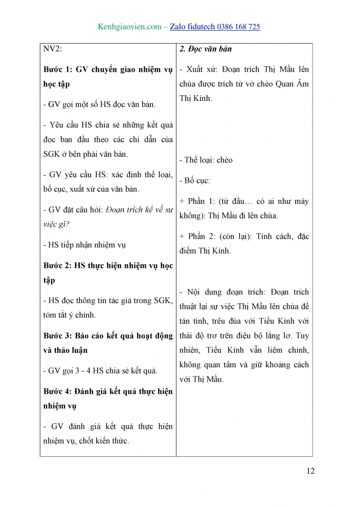 Giáo án và PPT Ngữ văn 10 chân trời Bài 5: Thị Mầu lên chùa (chèo cổ)