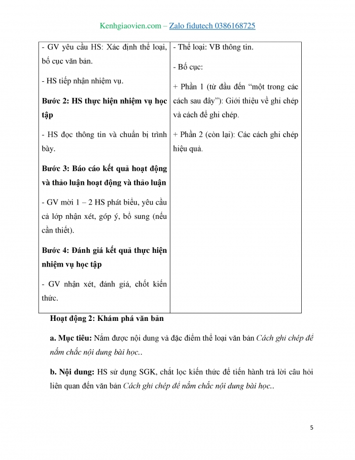 Giáo án và PPT Ngữ văn 7 chân trời Bài 5: Cách ghi chép để nắm chắc nội dung bài học (Du Gia Huy)