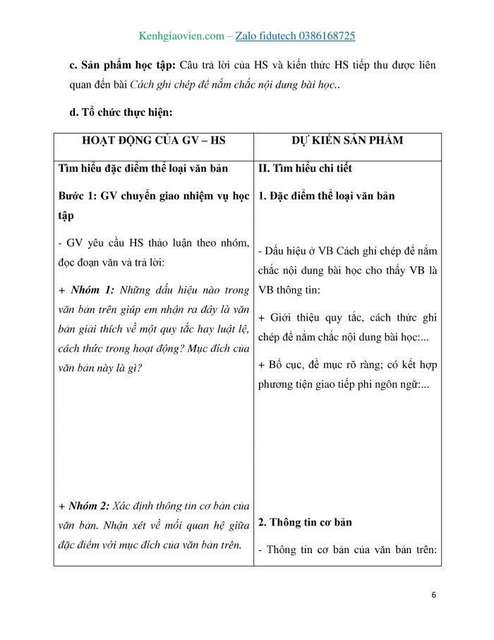 Giáo án và PPT Ngữ văn 7 chân trời Bài 5: Cách ghi chép để nắm chắc nội dung bài học (Du Gia Huy)