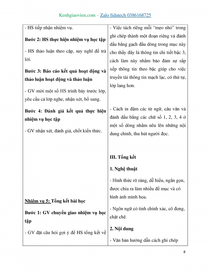 Giáo án và PPT Ngữ văn 7 chân trời Bài 5: Cách ghi chép để nắm chắc nội dung bài học (Du Gia Huy)