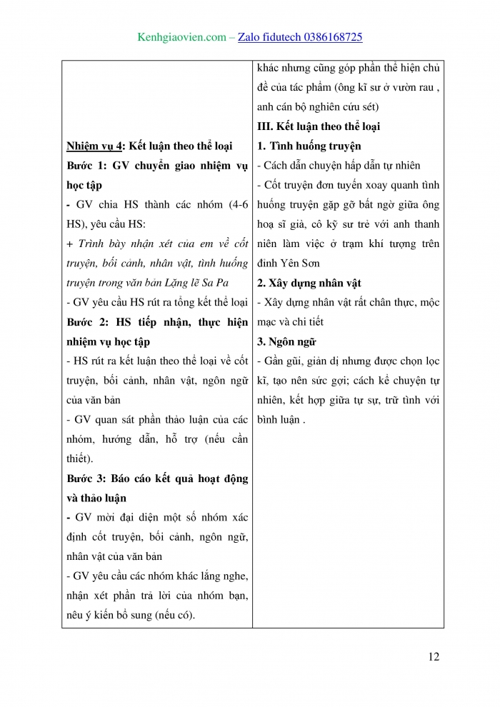 Giáo án và PPT Ngữ văn 8 kết nối Bài 6: Lặng lẽ Sa Pa (trích, Nguyễn Thành Long)