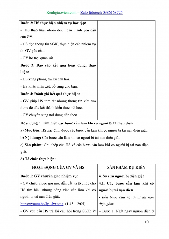 Giáo án và PPT Công nghệ 8 chân trời Bài 8: An toàn điện