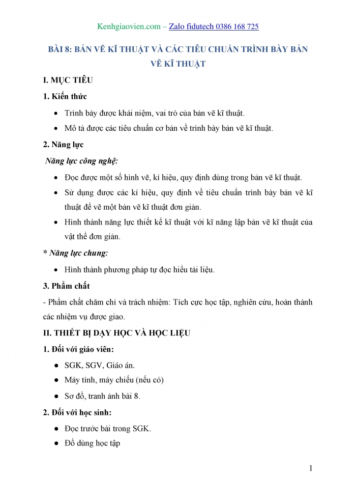 Giáo án và PPT Thiết kế và Công nghệ 10 cánh diều Bài 8: Bản vẽ kĩ thuật và các tiêu chuẩn trình bày bản vẽ kĩ thuật