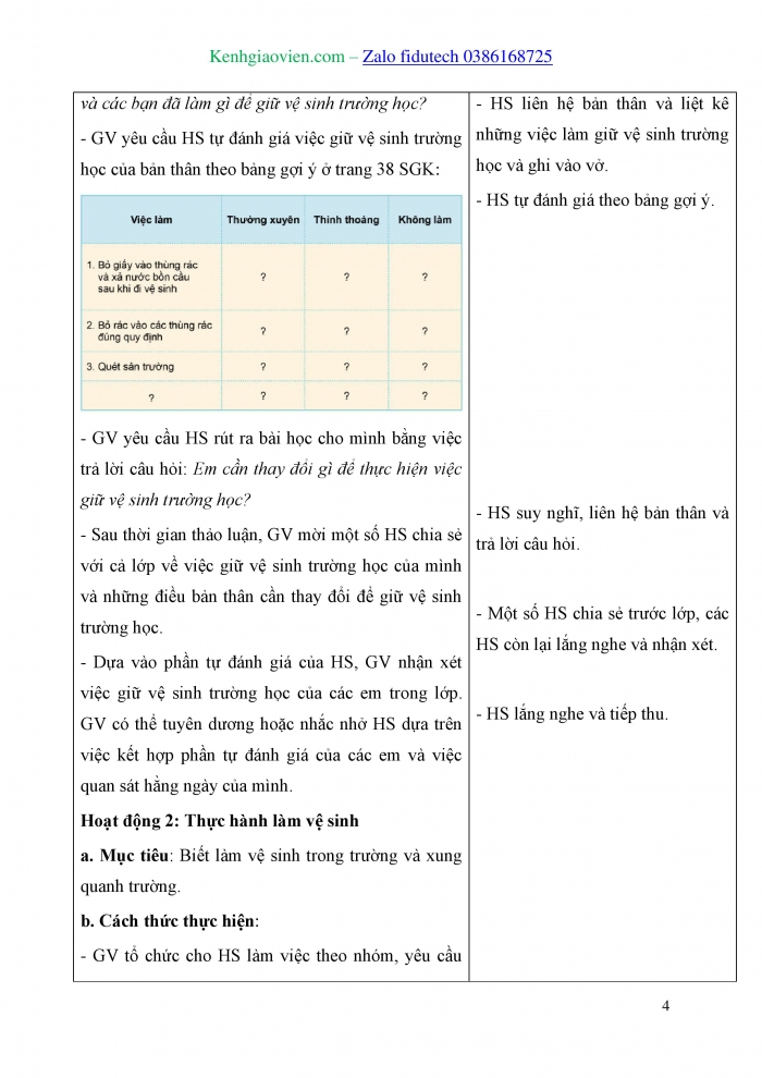 Giáo án và PPT Tự nhiên và Xã hội 3 cánh diều Bài 8: Giữ vệ sinh trường học