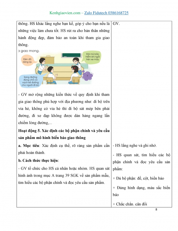 Giáo án và PPT Công nghệ 3 cánh diều Bài 8: Làm biển báo giao thông